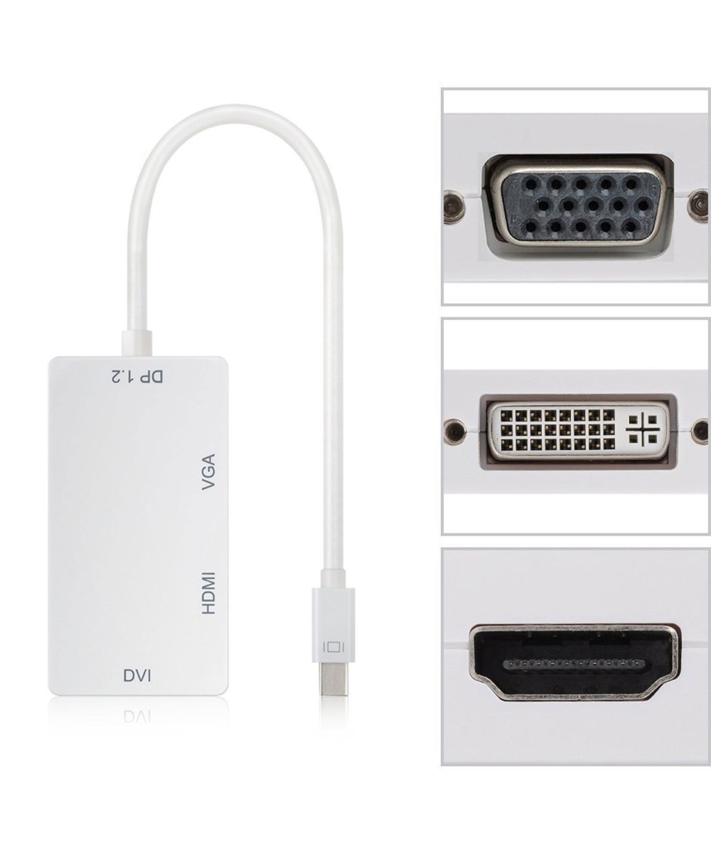 Convertidor de video 3 en 1 de mini Display a HDMI/ VGA/ DVI