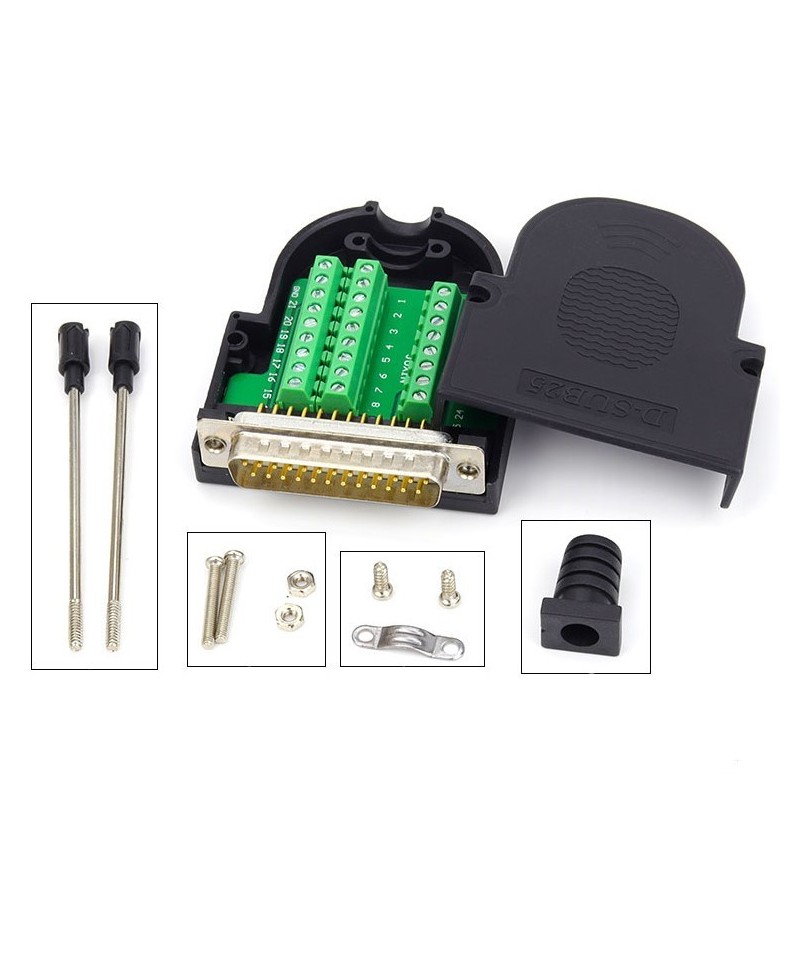 Conector macho DB25 con tornillos