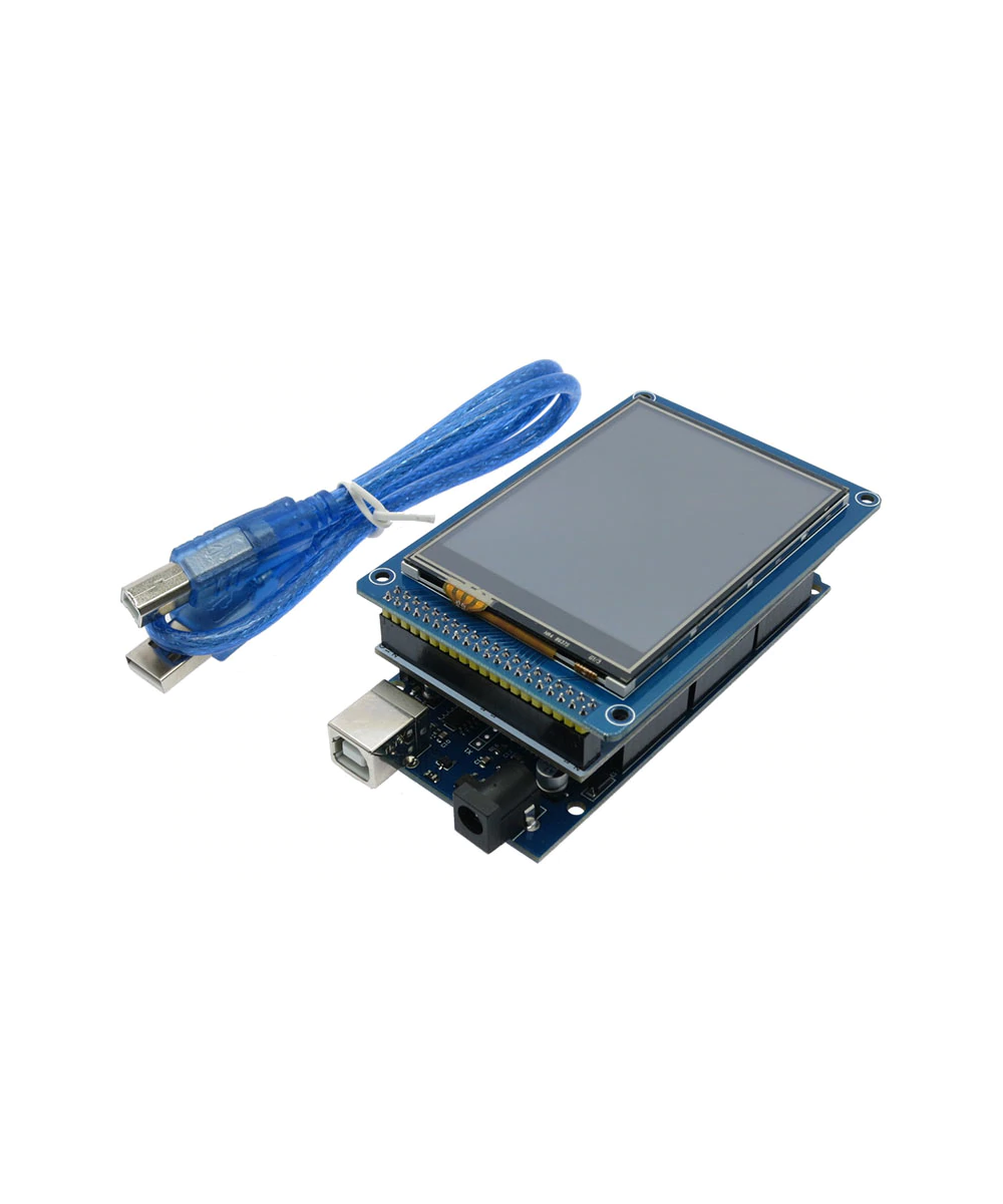 Tarjeta de Desarrollo Mega 2560 R3, Shield y Pantalla Touch 3.2 Pulgadas (Kit)