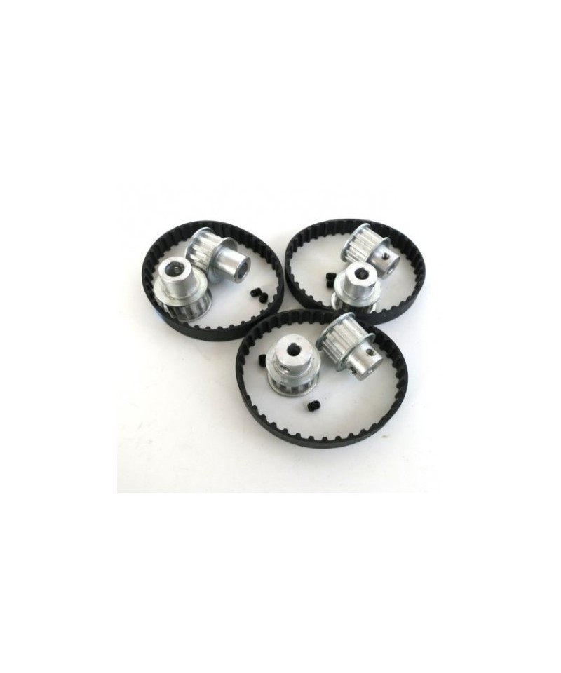 Kit de 2 Poleas dentadas con banda para motor Paso a Paso de 5mm, 6mm y 8mm