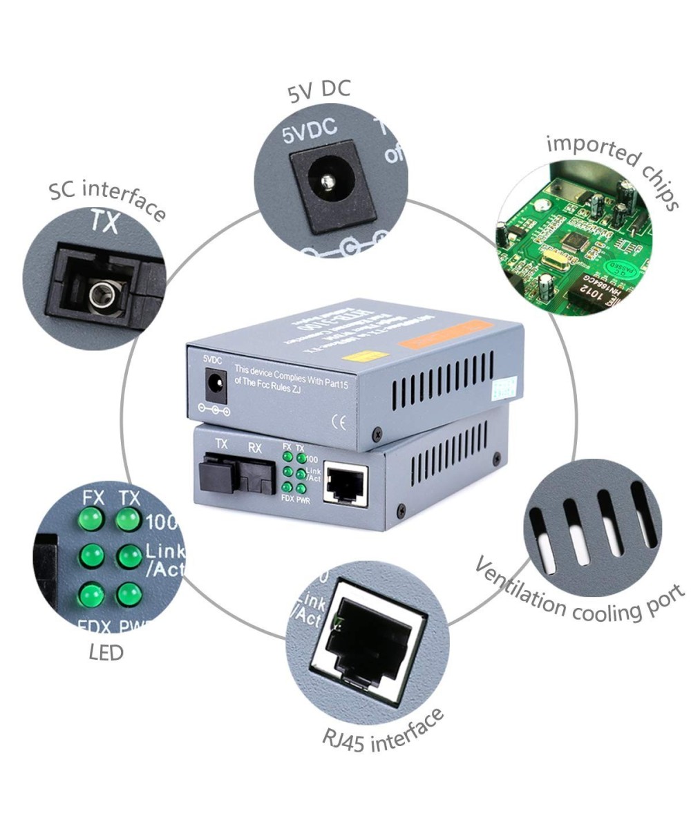 TransReceiver de fibra óptica TX y RX 25Km (par de media converter)
