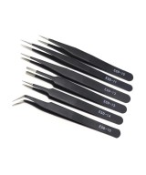 Set de pinzas antiestáticas de acero inoxidable 6 piezas