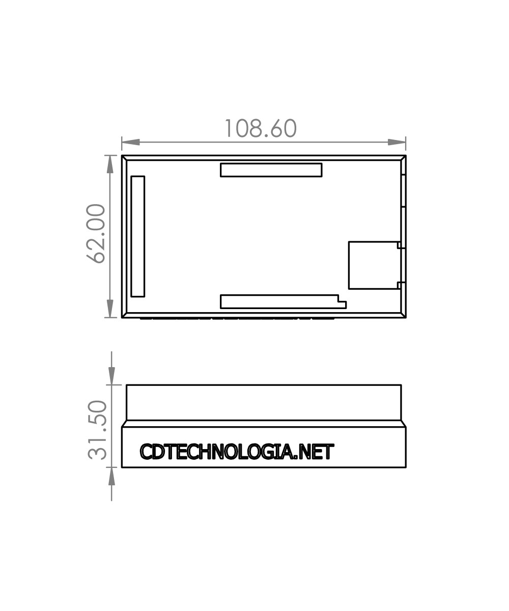 Contenedor plástico para Arduino Mega y módulo de Red