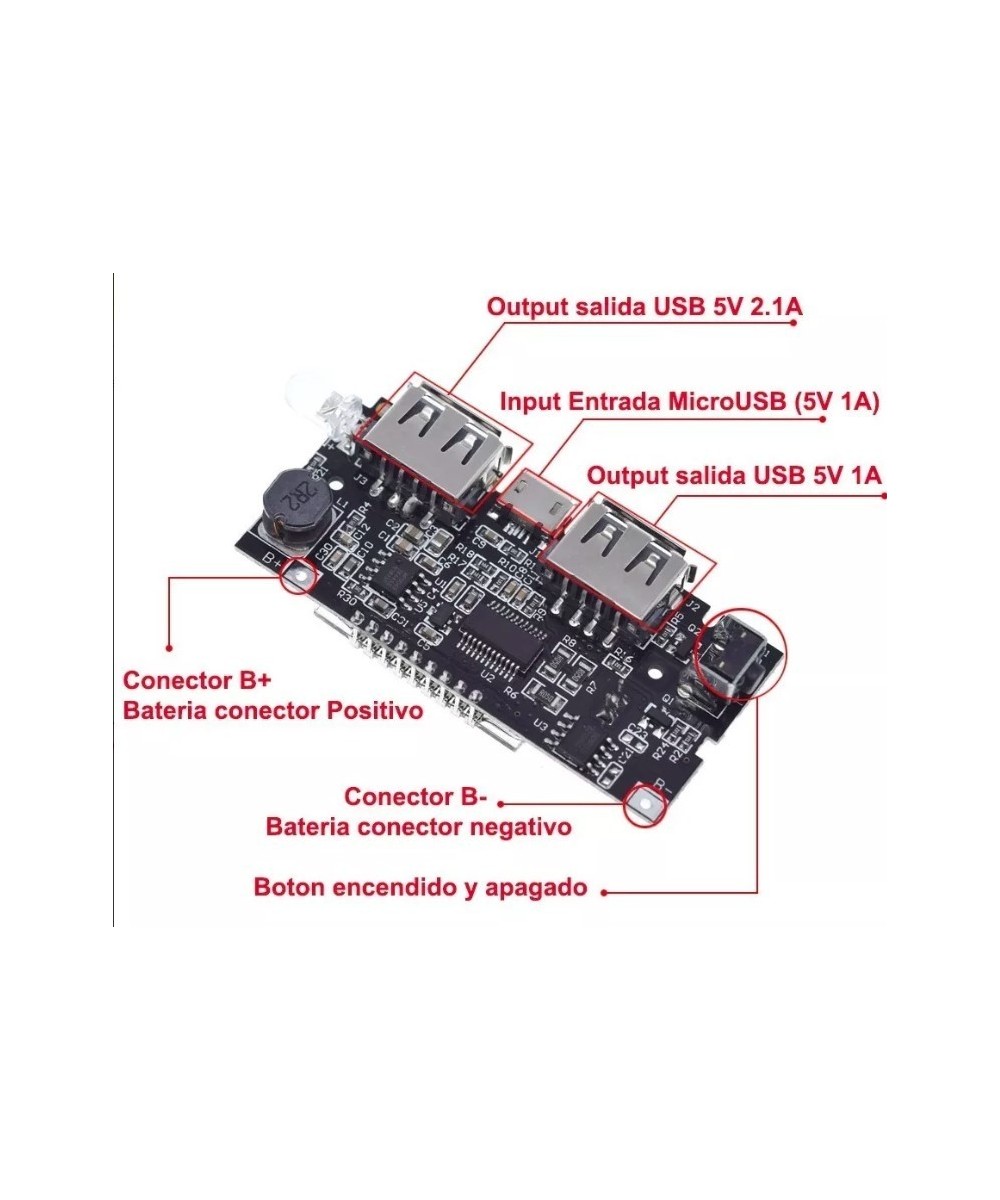 Modulo de Carga USB para Baterias 18650 con Pantalla BMS