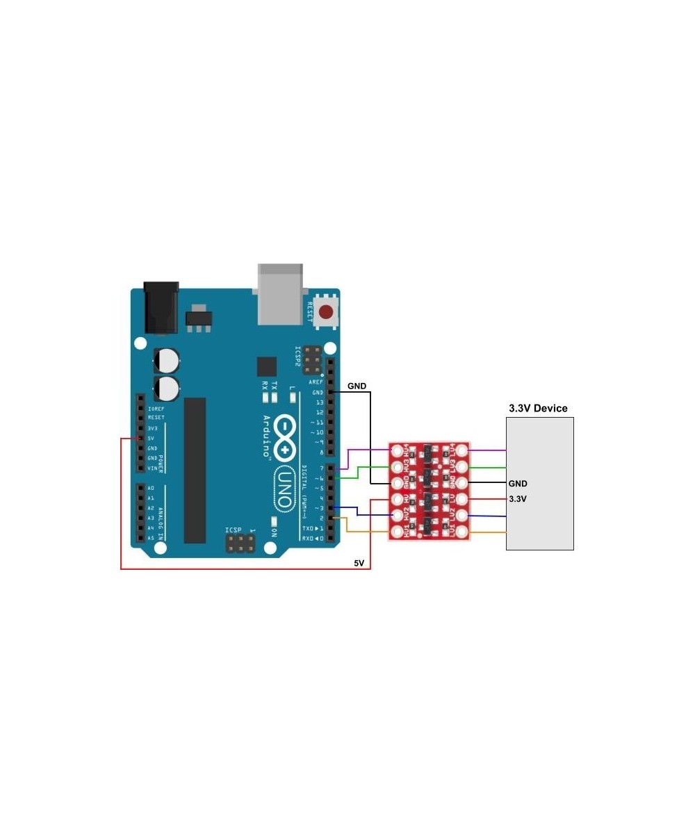 Convertidor de nivel logico I2C Bi-Direccional de 4 canales 3.3v a 5V / 5V a 3.3V