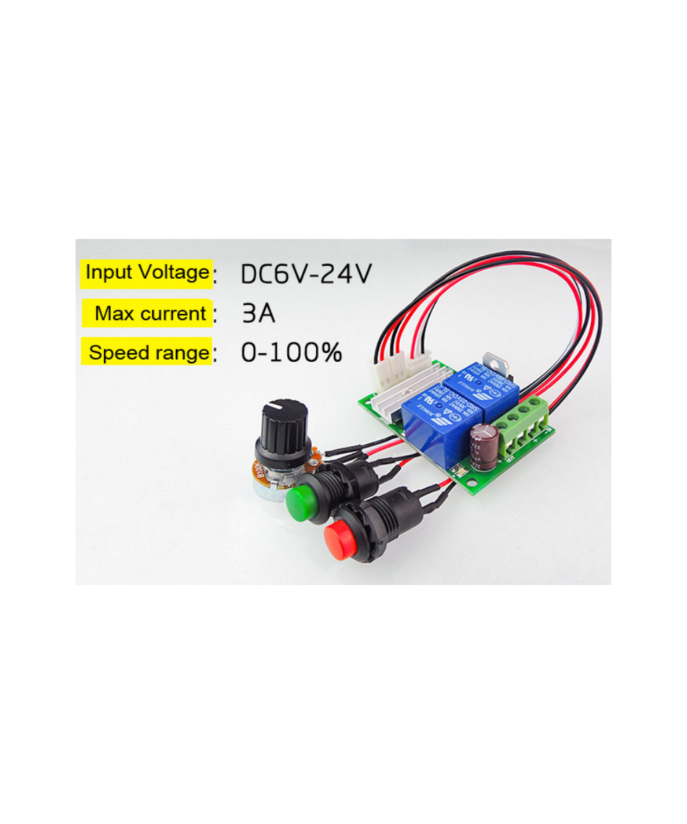 Controlador de velocidad de motor PWM 3A 6V / 9V / 12V / 24V 1203BS