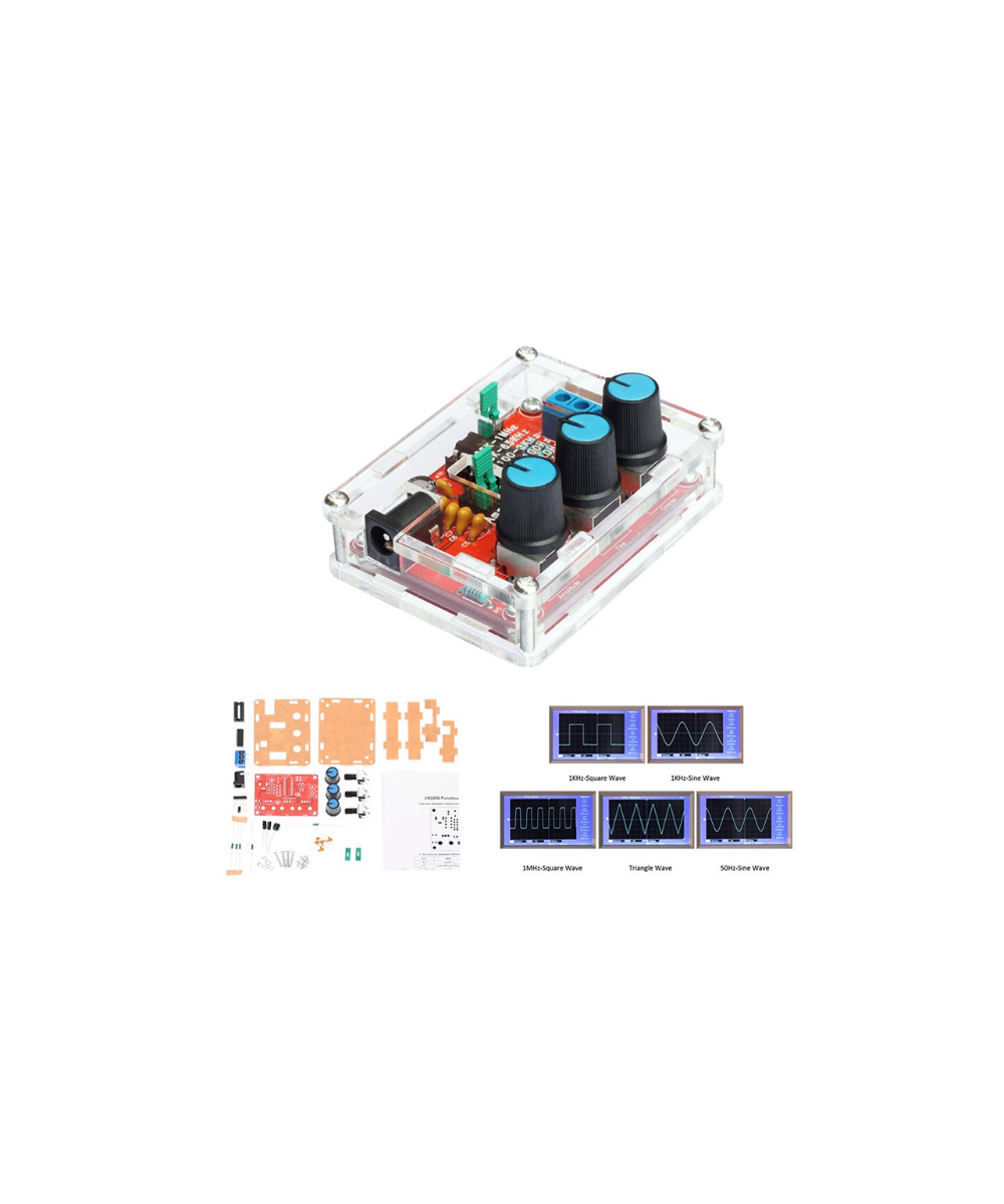 Generador de funciones XR2206 armado con fuente de energia 9V 2A