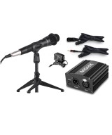 Microfono con tripode y fuente phantom MGHK E-300