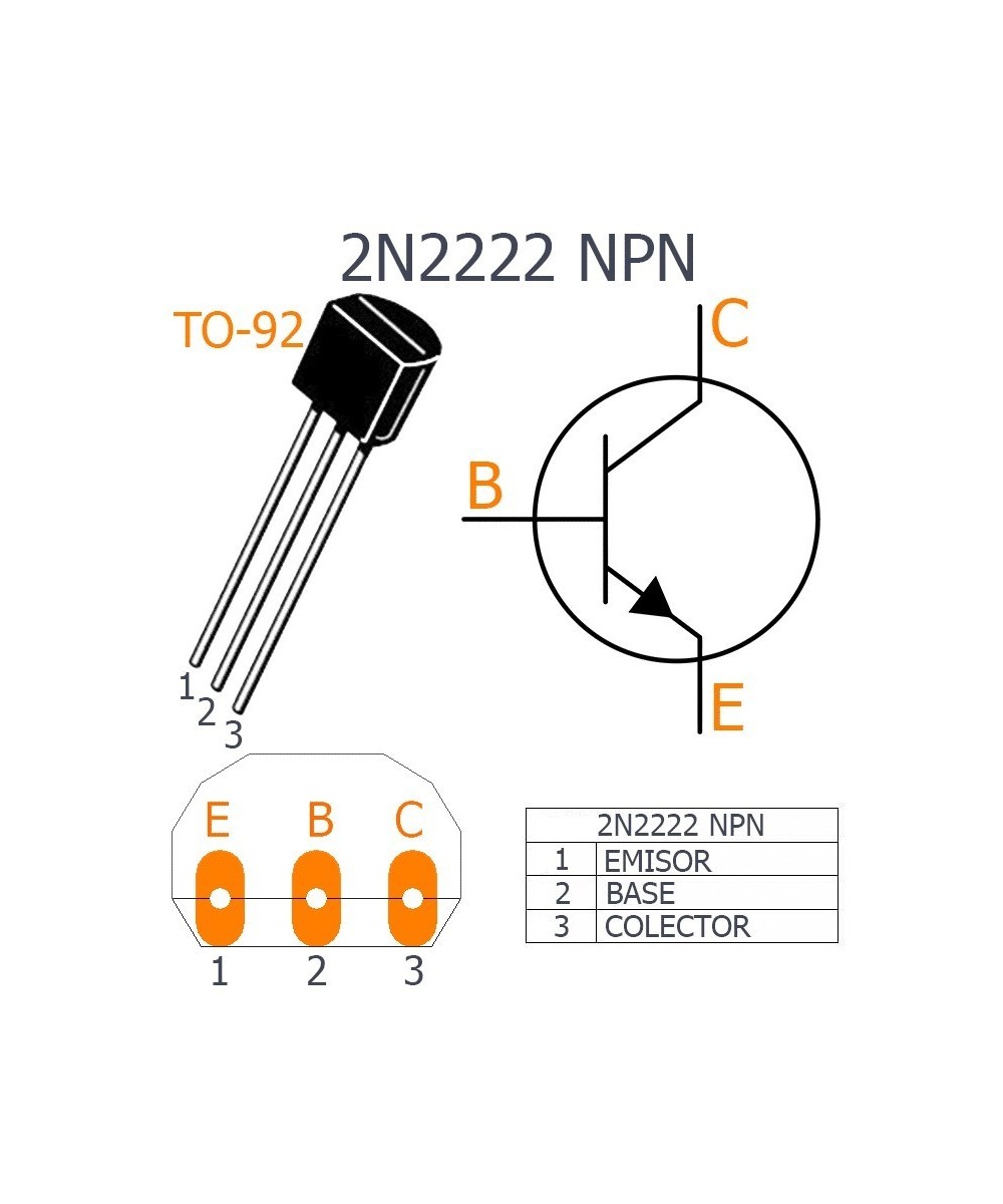 Transistores 2N2222A NPN TO-92 (100 unidades)