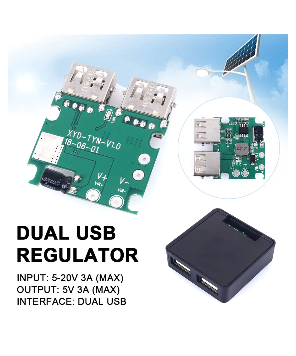 Regulador dual de carga para panel solar 5V 3A