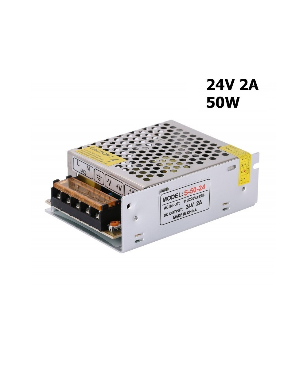 Fuente de energía conmutada 24V 2A 50W metálica cuadrada