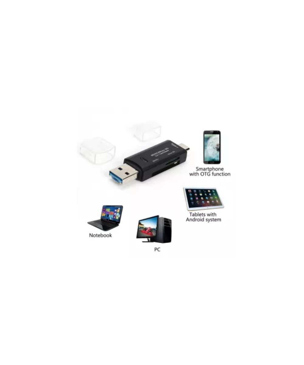 Lector de memorias TF / micro SD OTG 3 en 1 USB-C / micro USB / USB