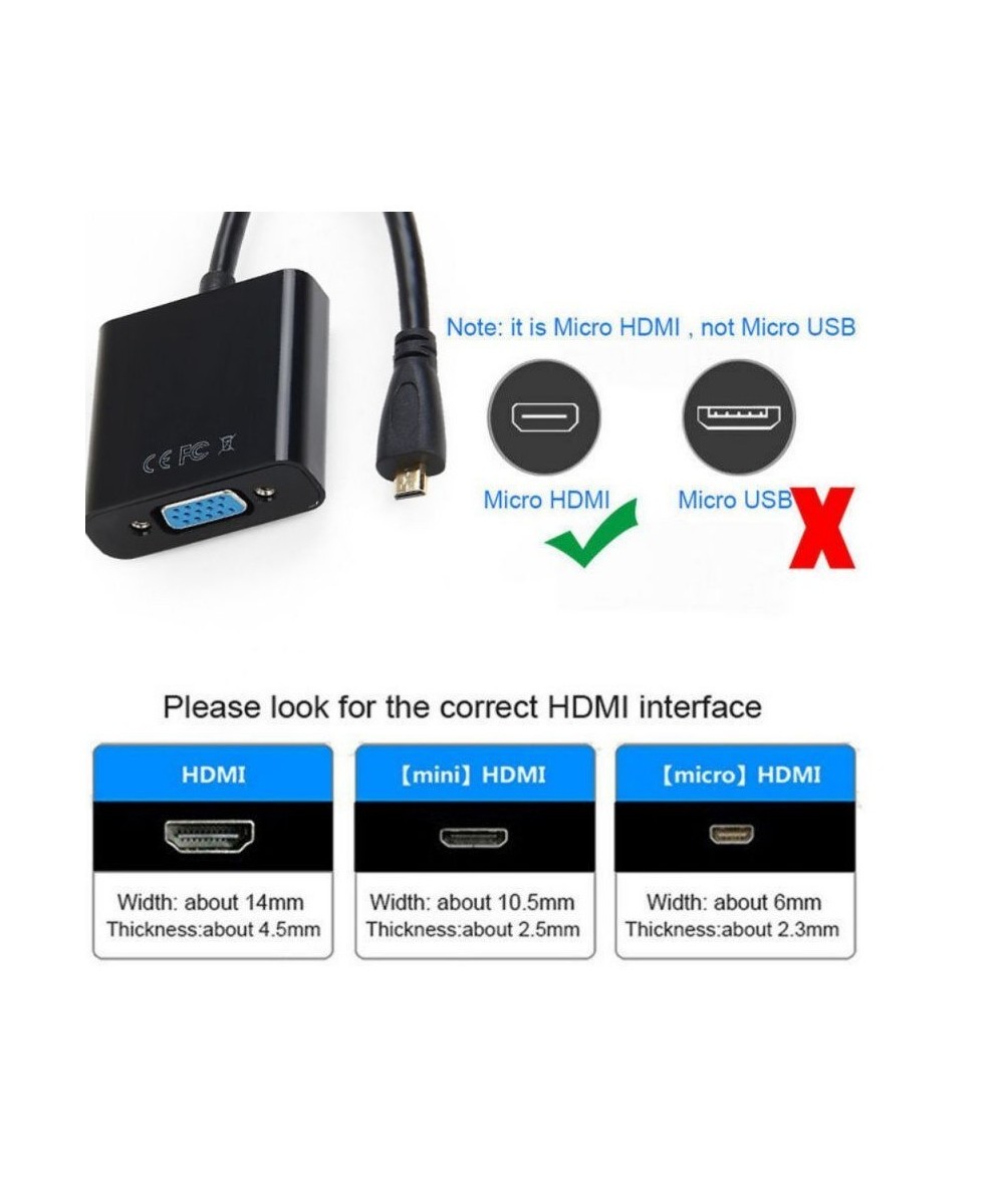 Convertidor Micro HDMi a VGA mas audio