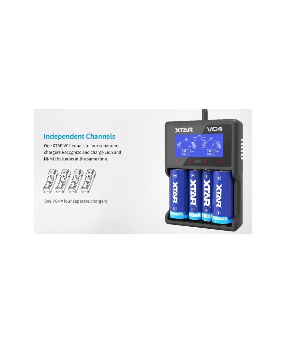 Cargador de baterías Xtar VC4 4 espacios