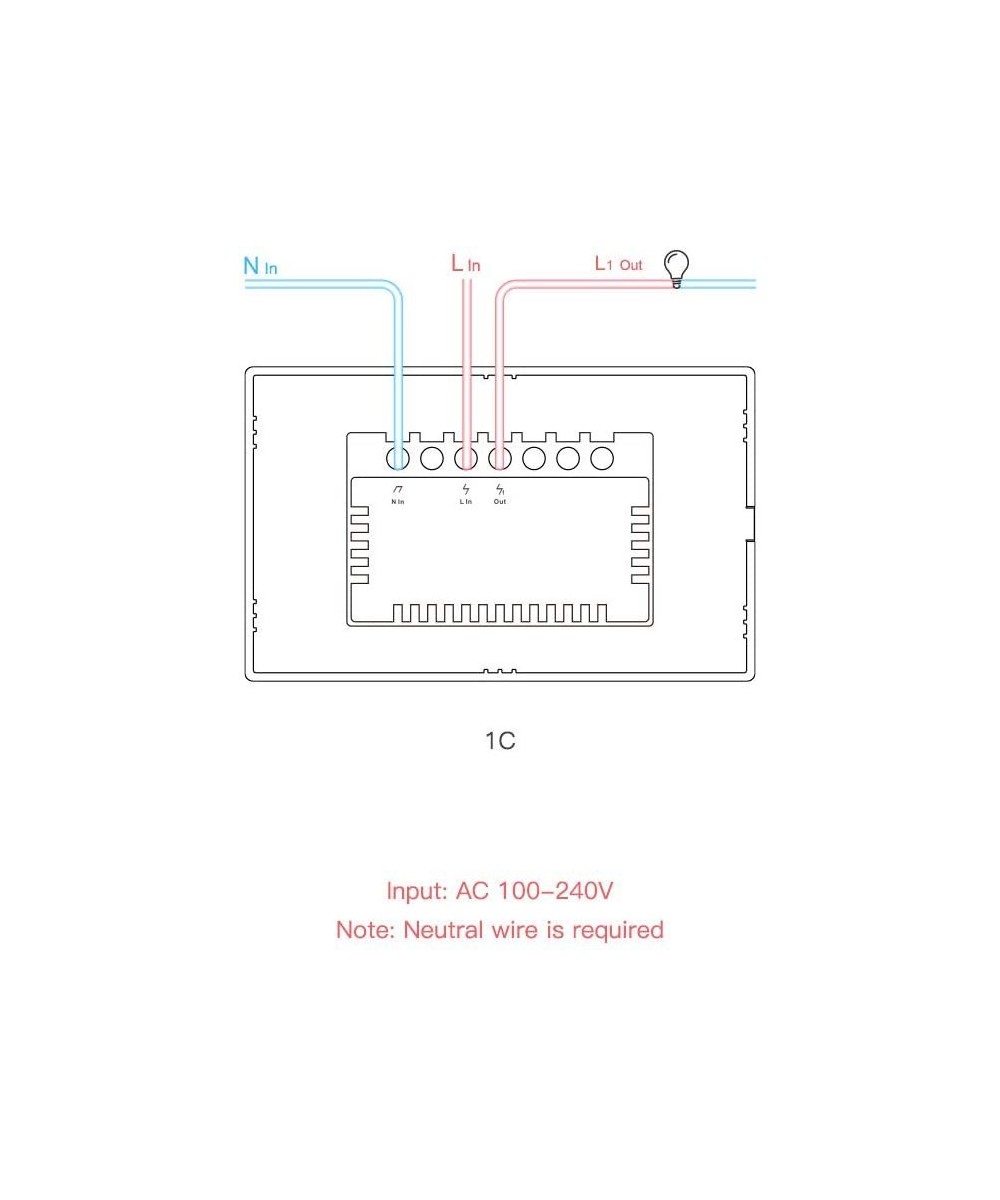 Interruptor Tactil de pared inteligente Wifi Sonoff T0US