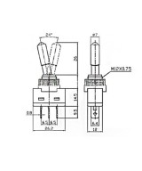Interruptor de palanca 2 posiciones ASW-15D 3P 12V 20A con luz verde