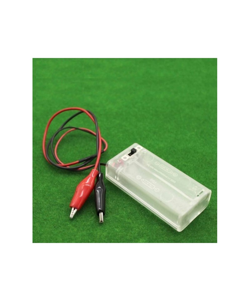 Contenedor de 2 baterías AA con puntas de cocodrilo