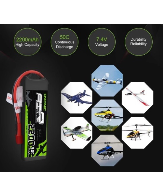 Batería tipo LiPo 7.4V 2200mAh 50C 2S OVONIC