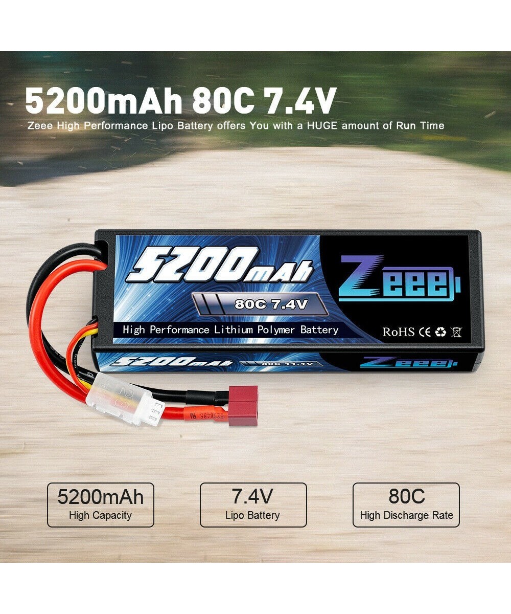 Batería tipo lipo recargable Zeee 7.4V 5200 / 6000mah 80C 2S