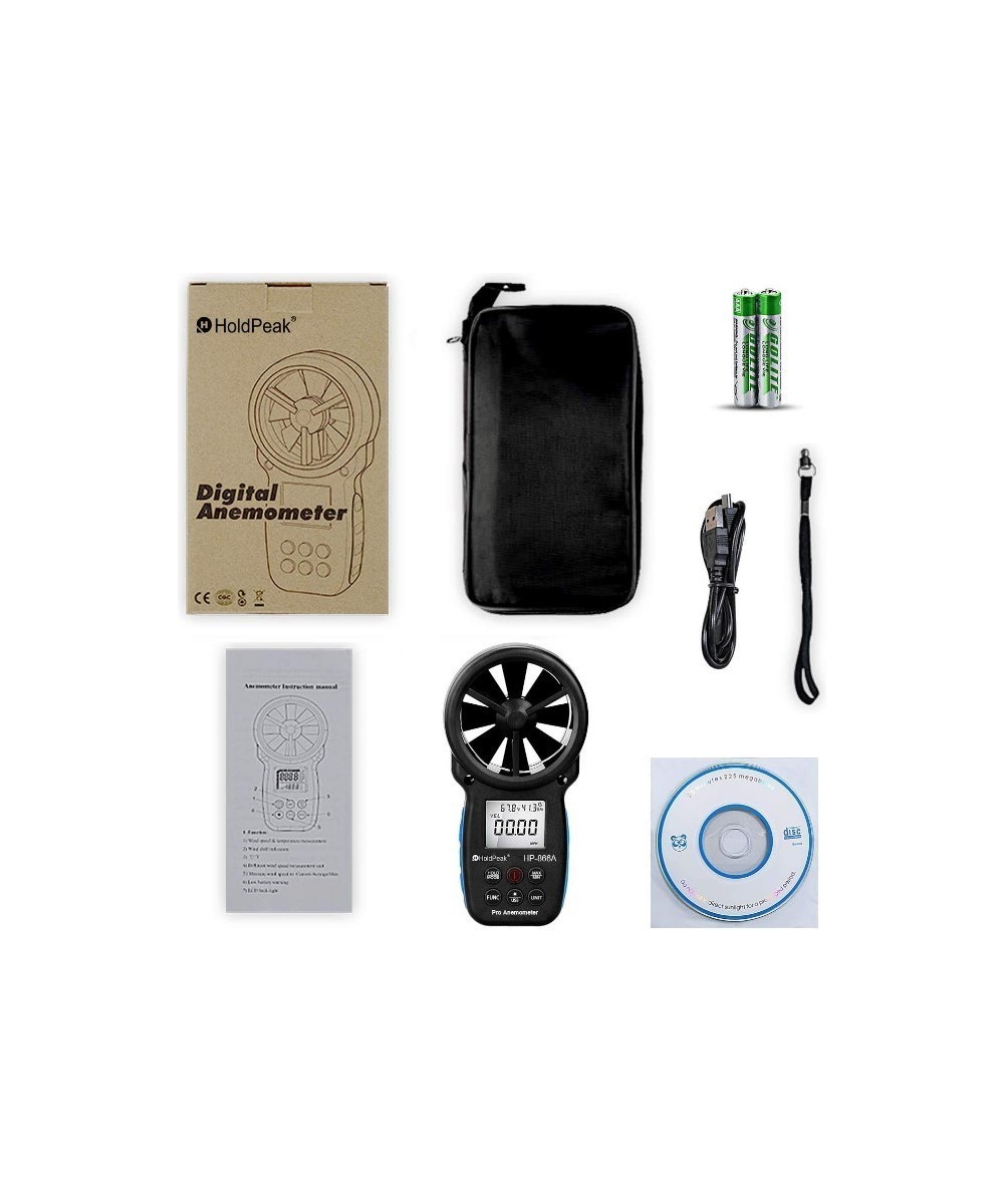 Medidor digital de velocidad del viento, temperatura y humedad Anemómetro HP-866A