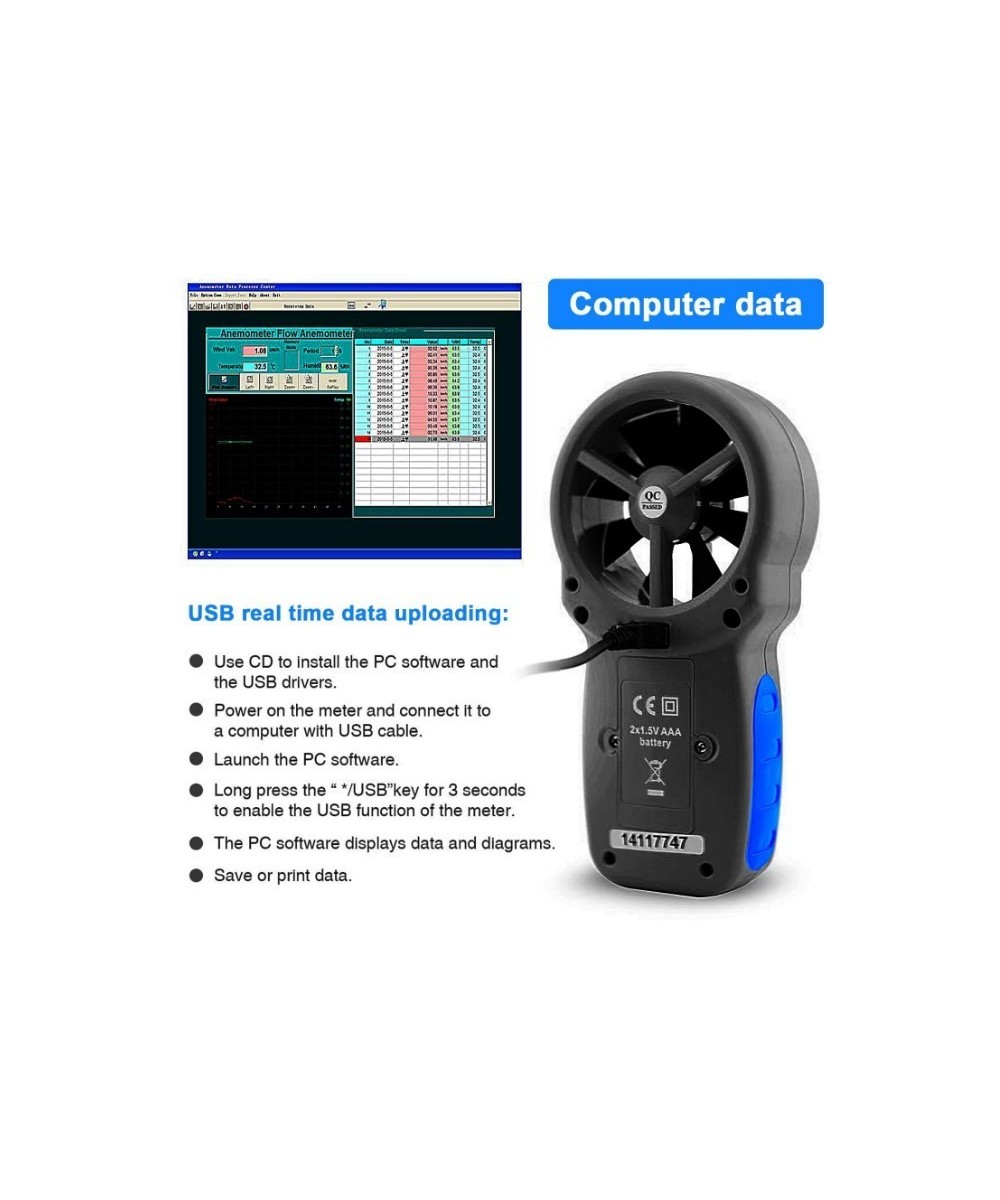 Medidor digital de velocidad del viento, temperatura y humedad Anemómetro HP-866A