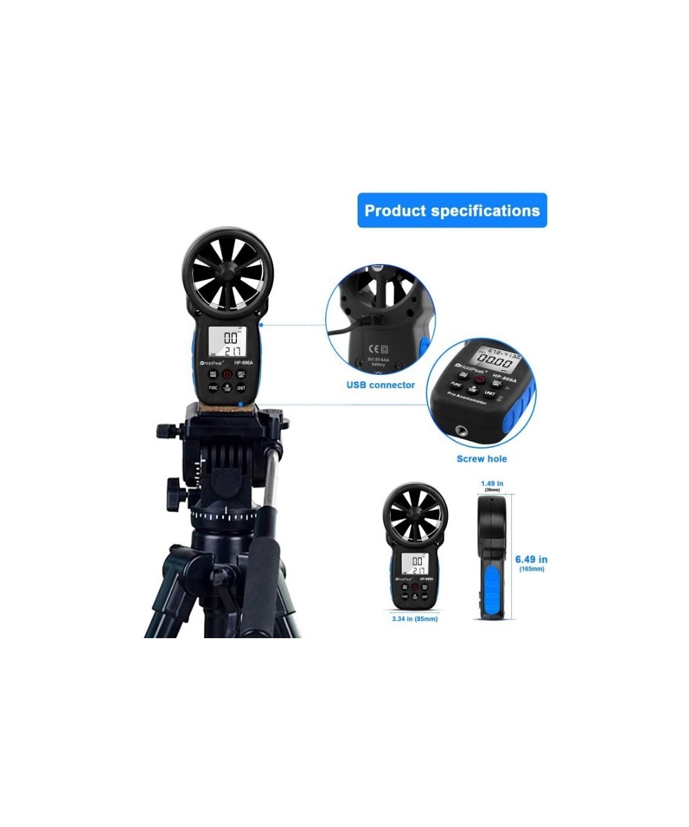 Medidor digital de velocidad del viento, temperatura y humedad Anemómetro HP-866A