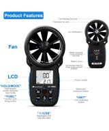 Medidor digital de velocidad del viento, temperatura y humedad Anemómetro HP-866A