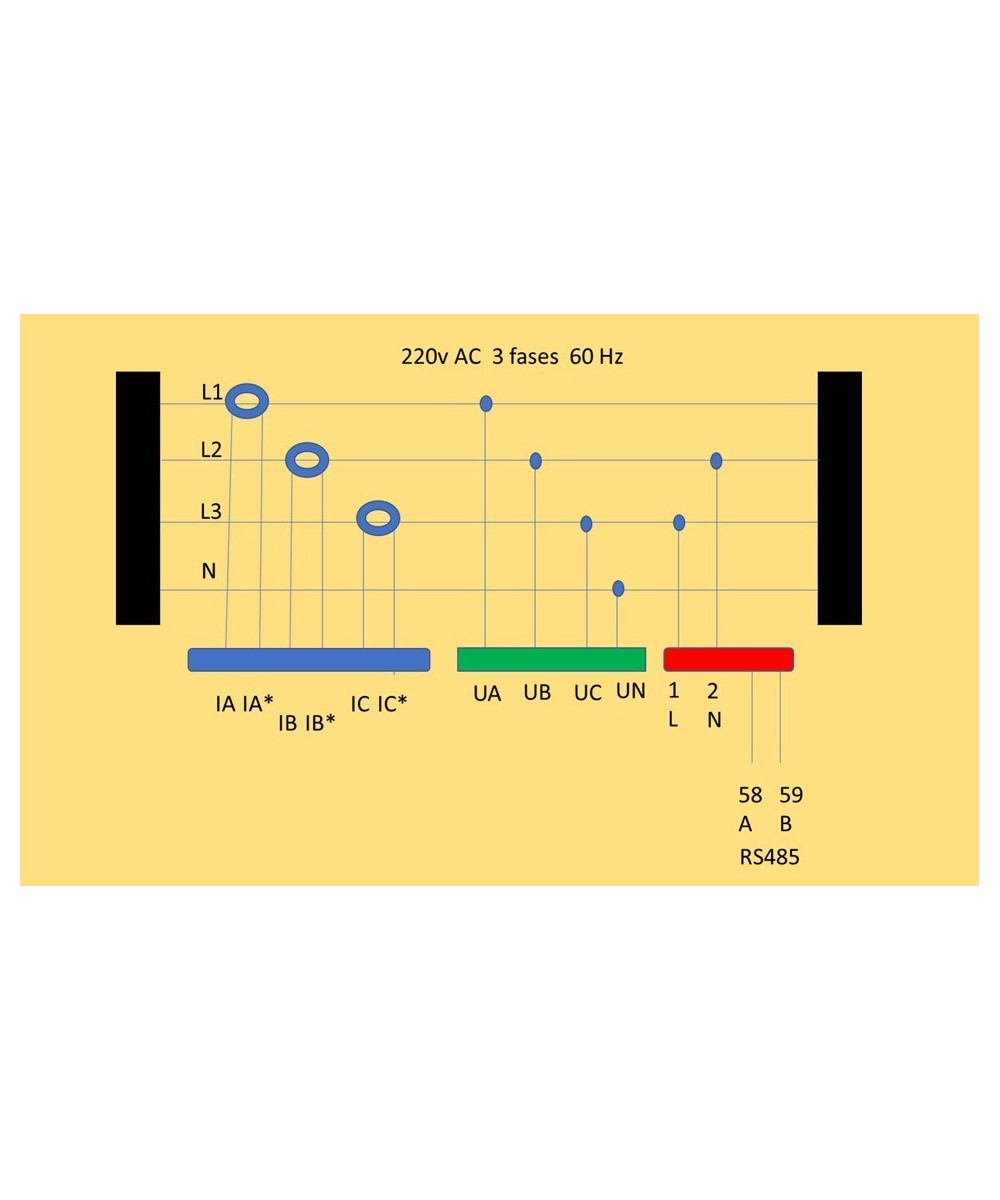 Monitor de Voltaje corriente y potencia trifasica DB194E-9D
