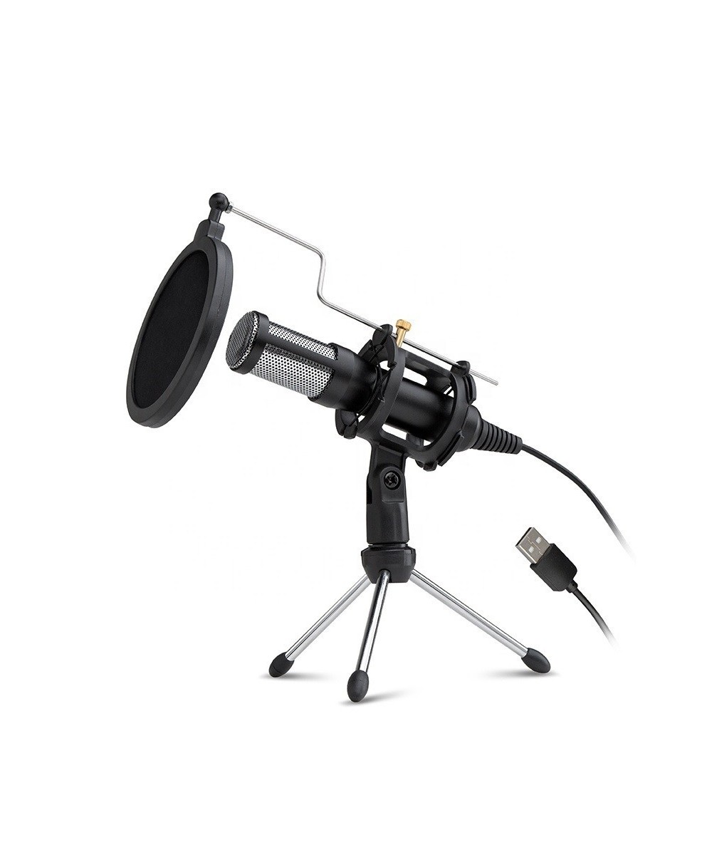 Micrófono de condensador USB con trípode y filtro
