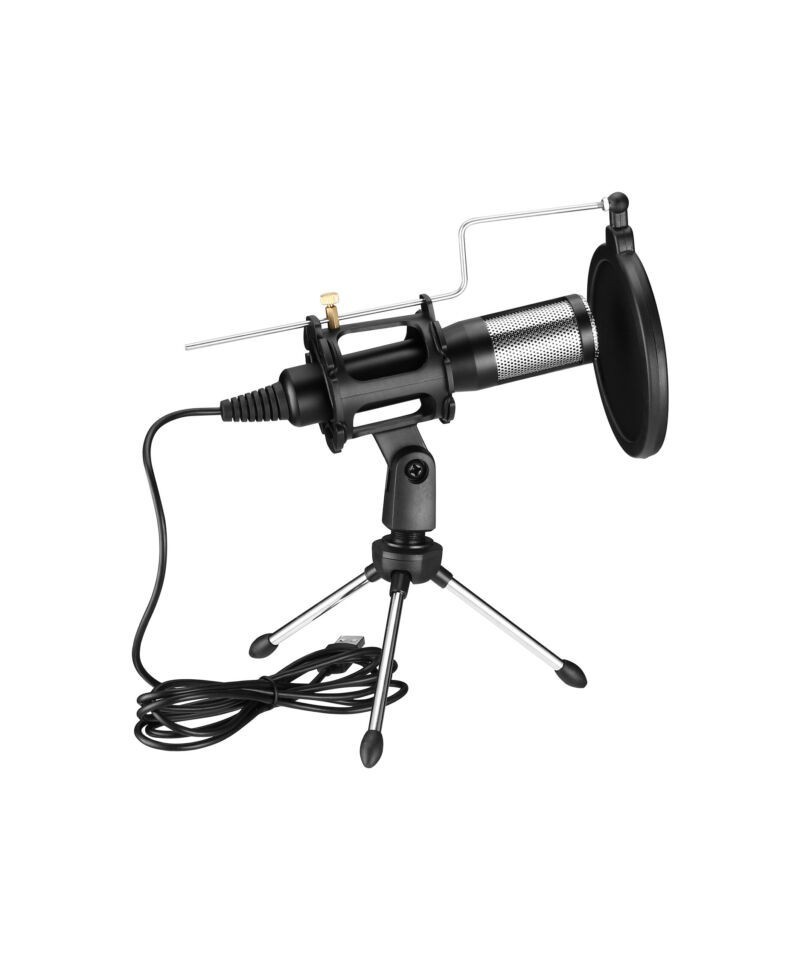 Micrófono de condensador USB con trípode y filtro