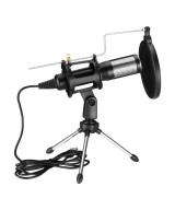 Micrófono de condensador USB con trípode y filtro