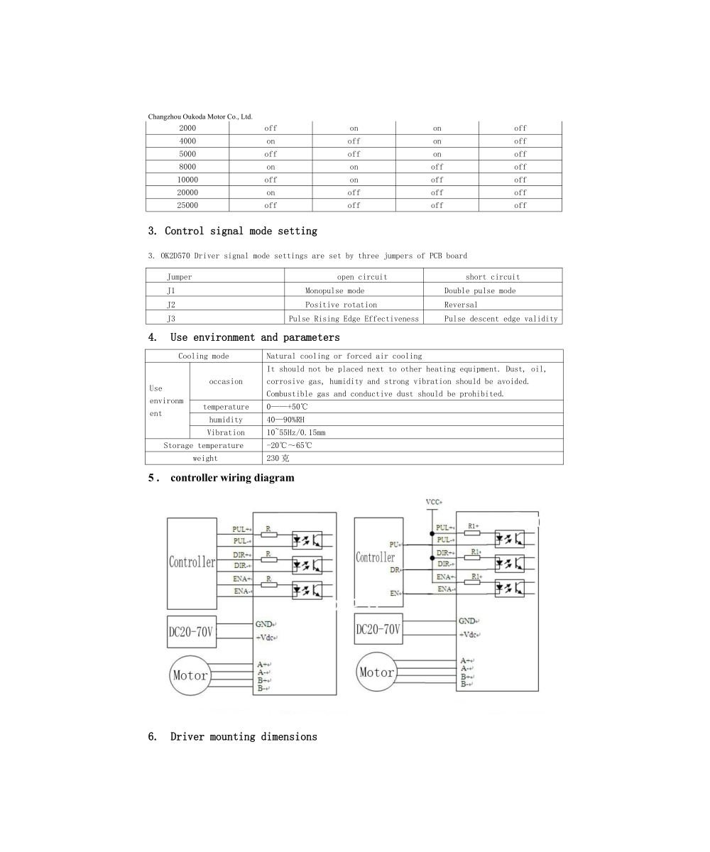 Controlador de Motor DC Paso a Paso Nema 23/34 OK2D656T 20-70V 2 Fases