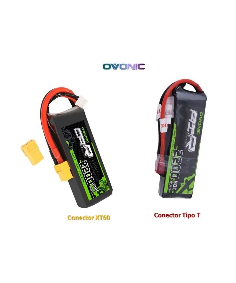 OVONIC Batterie Lipo 2S 2200mAh 50C 7.4V Avec XT60 Et Adaptateur TRX - Pour RC 1/14, 1/16, Hélicoptères