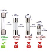 Fusible de Vidrio 0.5-20A 250V 6x30mm