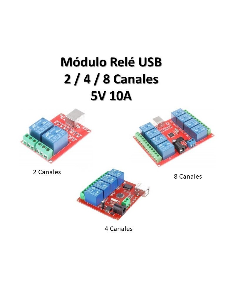 Modulo Rele USB 5V 10A 2 - 8 Canales
