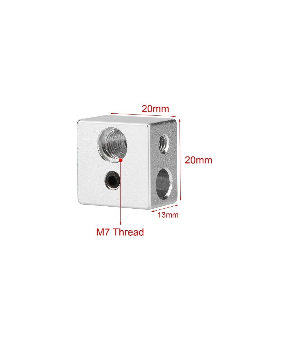 Bloque de aluminio para extrusor impresora 3D 20x20x13mm