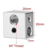 Bloque de aluminio para extrusor impresora 3D 20x20x13mm