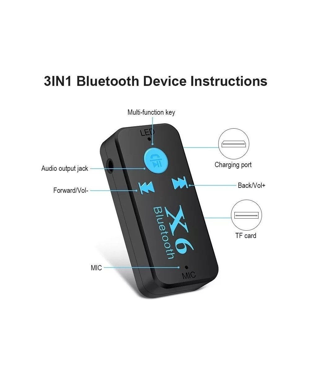 Adaptador Bluetooth Auxiliar 3.5mm X6 con Lector TF