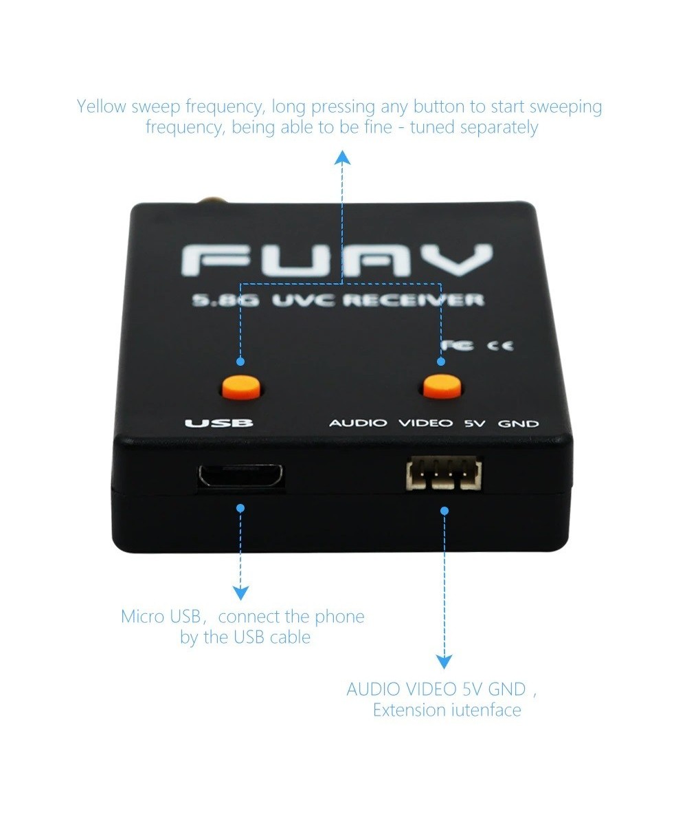 Camara FPV para Drone 5.8GHZ 1200TVL MS-1200 con Transmisor EWRF y Receptor OTG SKYDROID