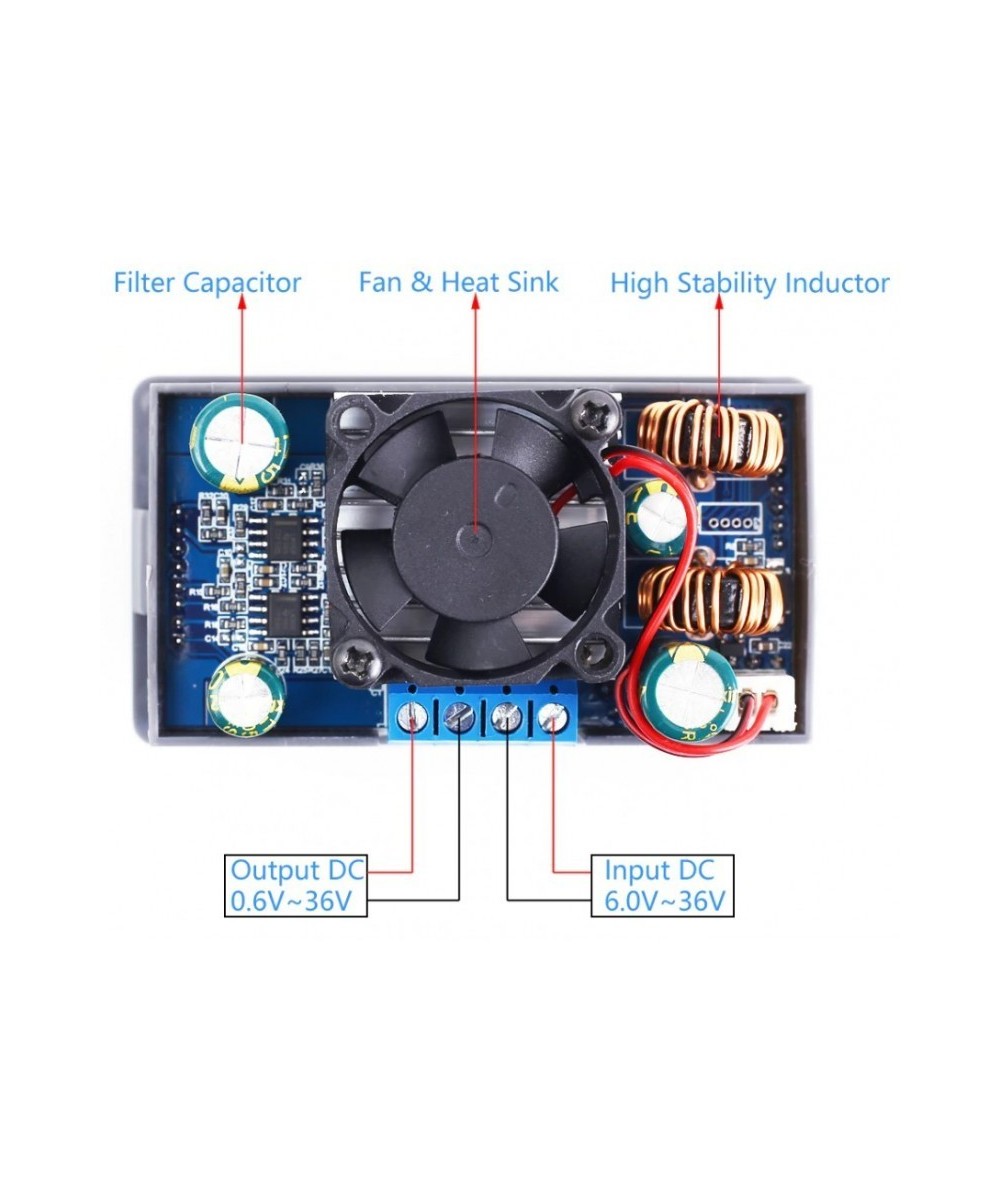 Regulador de voltaje y corriente con pantalla XY-S3580 0.6-36V 5A 80W