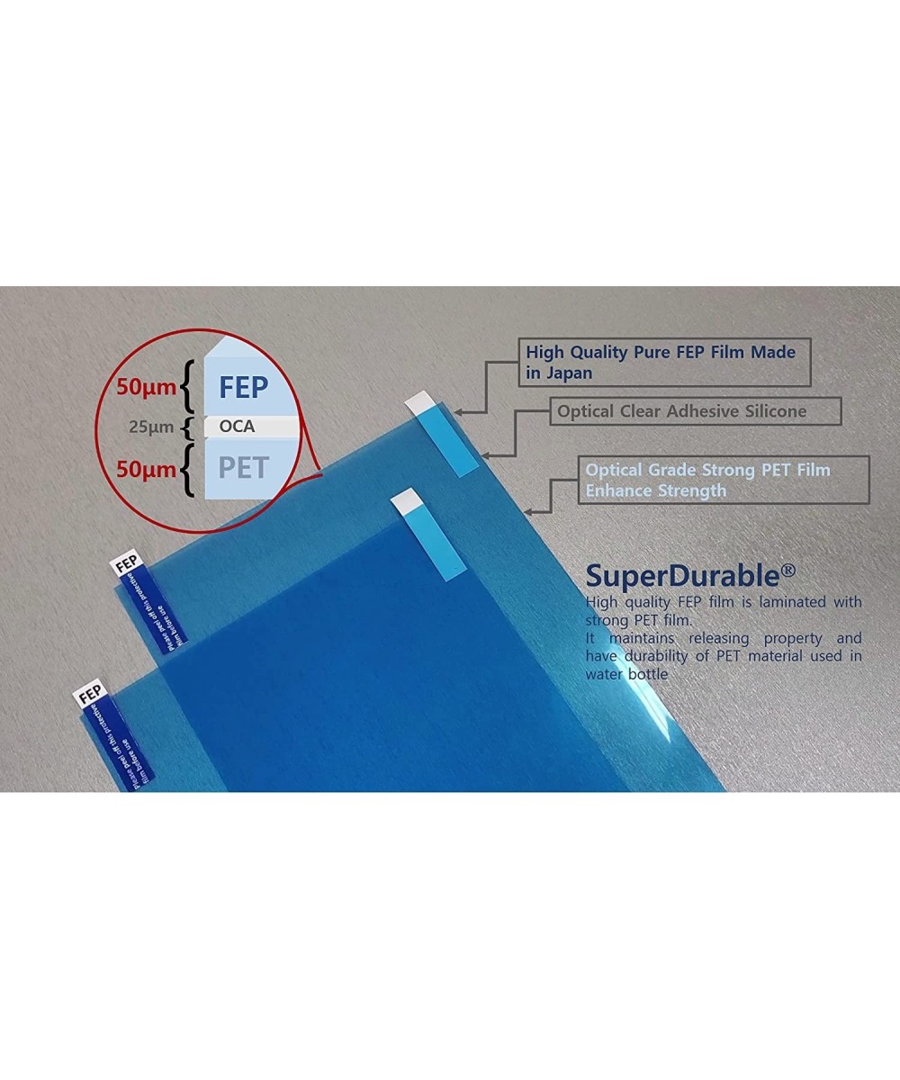 Hojas Laminadas con Pelicula FEP para Impresora 3D de Resina ANYCUBIC 140 x 200mm