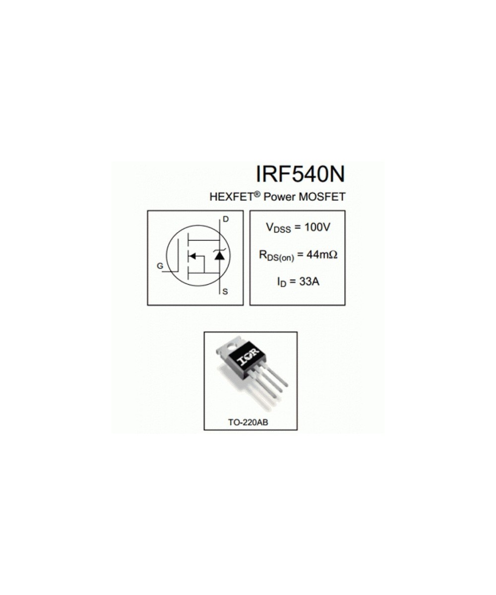 Transistor MOSFET Canal N IRF540N 100V 33A (TO-220)