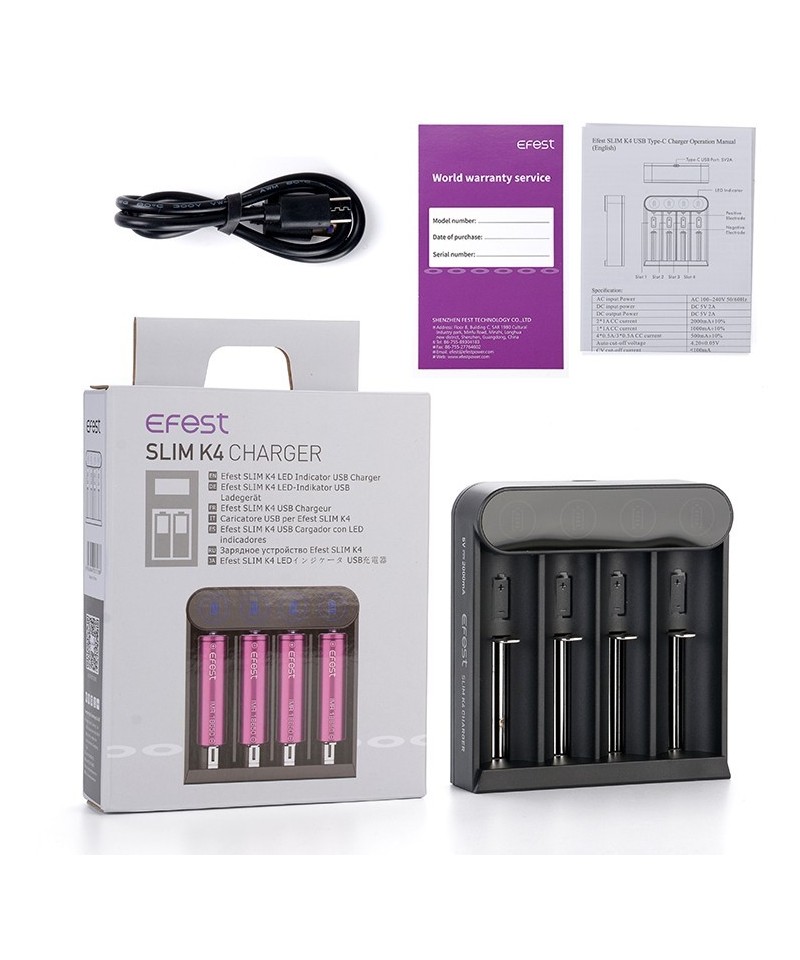 Cargador de Baterias EFEST SLIM K4 4 Espacios