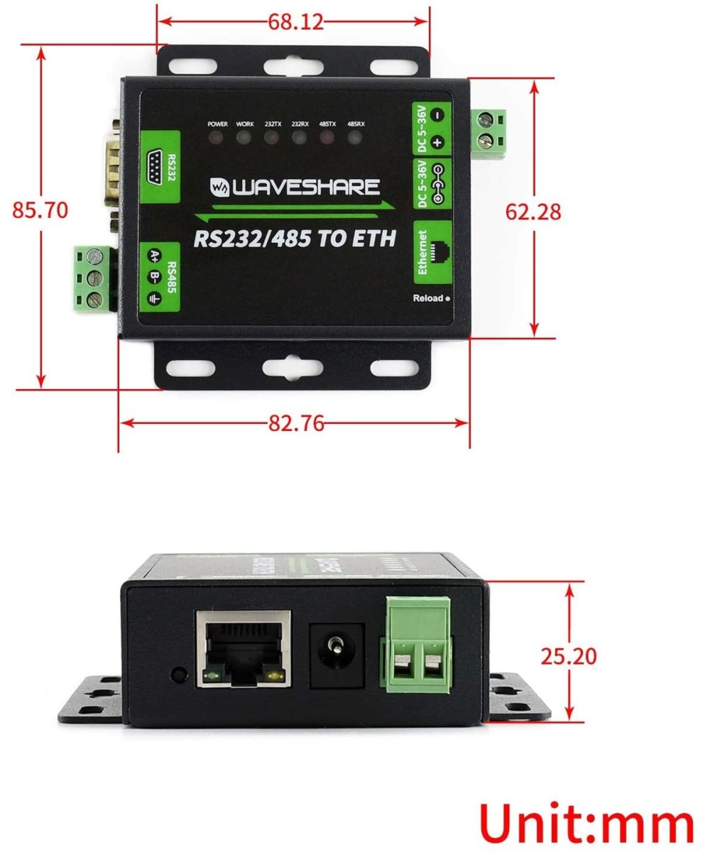 Convertidor de RS232/RS485 a Ethernet