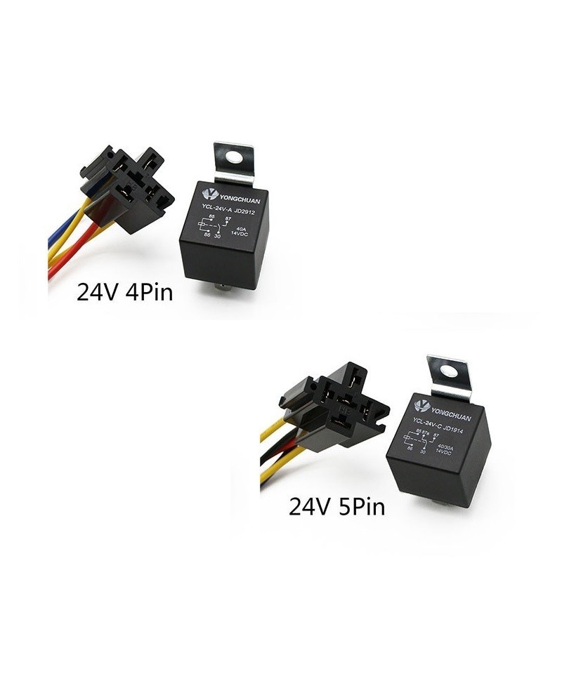 Rele 24V 40A con Zocalo 4 o 5 Pines