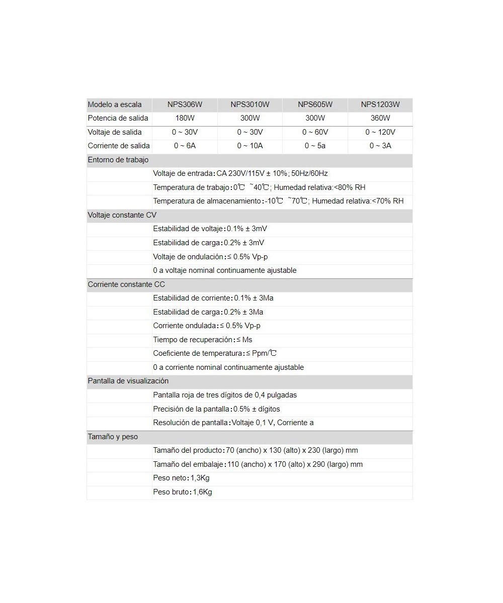 Fuente de Alimentacion Variable 30V 10A ToAuto NPS3010W