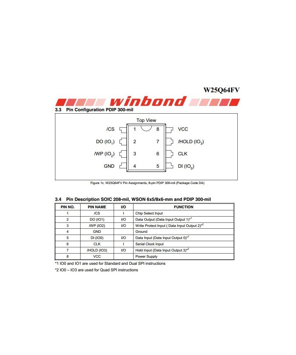 Memoria Flash SMD 64MBit 8MB W25Q64FVSIG 3V Winbond (SOP-8)