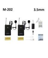 Microfonos Inalambricos M-202 UHF con 1 Receptor 3.5mm y 2 Transmisores