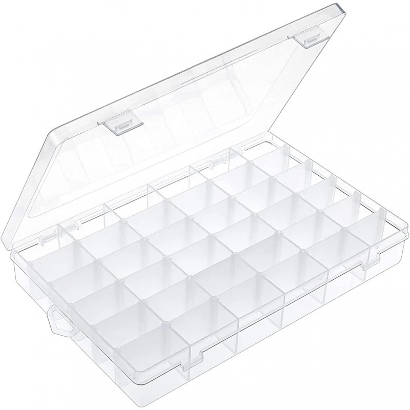 36 compartimentos Caja organizadora de plástico transparente con