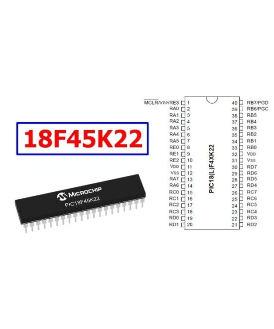 Microcontrolador Programable PIC 18F45K22-IP DIP-40